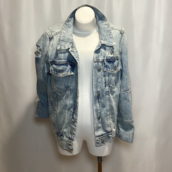 Free People Jackets & Blazers - 641. Free People Jean Jacket - Super Distressed - XL - NWOT